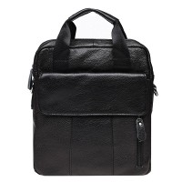 Мужская чёрная кожаная сумка Borsa Leather k18863-black