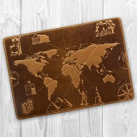 Обложка для паспорта из кожи HiArt PC-02 Shabby Dingo 7 wonders of the world