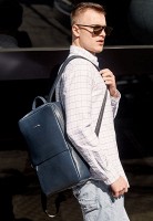 Мужской кожаный рюкзак BlankNote FOSTER BN-BAG-39-NAVY-BLUE