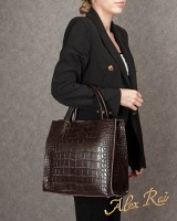 Женская кожаная сумка ALEX RAI 1564 brown croco