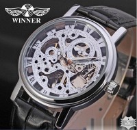 Мужские часы скелетон Winner Silver (1115)