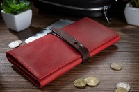 Портмоне из натуральной кожи красный Hi Art WP-08br Shabby Red Berry