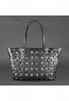 Кожаная плетеная женская сумка BlankNote Пазл Xl черная Krast - BN-BAG-34-G