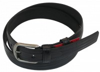 Мужской кожаный ремень под брюки Skipper 1028-33 черный 3,3 см