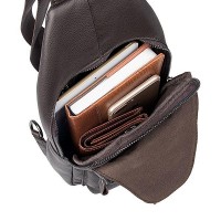 Кожаный коричневый рюкзак-слинг John McDee jd4012q
