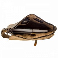 Мужской серый текстильный портфель с кожаными вставками Vintage 20117