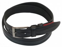 Мужской кожаный ремень под брюки Skipper 1044-35 черный 3,5 см