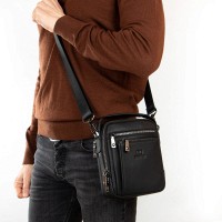 Мужская кожаная сумка через плечо BRETTON 407-152 black