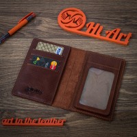 Обложка-органайзер для документов из кожи HiArt PC-03 Mehendi Classic коньячная