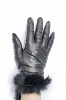 Перчатки женские чёрные кожаные 746s2 M Shust Gloves