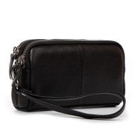 Женская кожаная косметичка-клюлчница Cosmetic 6002-A black