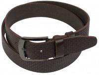 Мужской кожаный ремень под джинсы Skipper 1118-38 коричневый 3,8 см