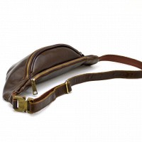 Кожаная темно-коричневая сумка на пояс TARWA gc-3036-4lx