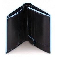 Черное кожаное мужское портмоне Piquadro Blue Square (PU1740B2_N)