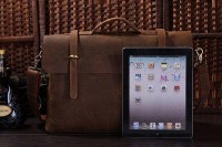 Мужской кожаный коричневый портфель John McDee jd7082r