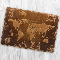 Обложка для паспорта из кожи HiArt PC-01 Shabby Dingo 7 wonders of the world