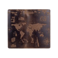 Кожаный бумажник Hi Art WP-05 Shabby Light Olive 7 wonders of the world