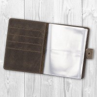 Картхолдер из кожи HiArt CH-06 Shabby Gavana Brown 7 wonders of the world