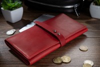 Портмоне из натуральной кожи Hi Art WP-08br Shabby Red Berry