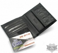 Мужской кожаный портмоне черный Bond