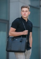 Кожаная сумка для ноутбука и документов BlankNote черная BN-BAG-37-G
