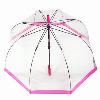 Механический женский прозрачный зонт-трость FULTON BIRDCAGE-1 L041 - PINK