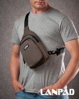 Мужская тканевая сумка-слинг Lanpad 86803 brown мал