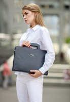 Женская кожаная сумка для ноутбука и документов BlankNote темно-синяя Краст BN-BAG-36-NAVY-BLUE