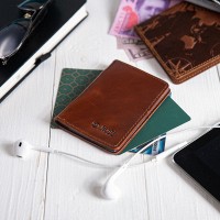 Обложка для документов из кожи HiArt AD-03 Crystal Сognac