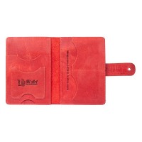 Обложка для паспорта из кожи Hi Art «7 wonders of the world» PB-02/1 Shabby Red Berry
