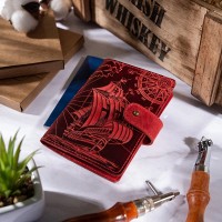 Обложка для паспорта из кожи Hi Art «Discoveries» PB-02/1 Shabby Red Berry