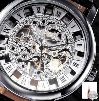 Мужские часы скелетон Winner Silver (1115)