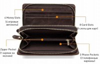 Мужской кожаный черный клатч Vintage 14657