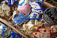 Игрушка на елку из кожи HiArt Петух Toy-Cock-Blue-Silver