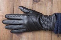 Перчатки женские чёрные кожаные сенсорные 950s3 L Shust Gloves