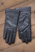 Перчатки женские чёрные кожаные сенсорные 949s2 M Shust Gloves
