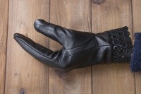 Перчатки женские чёрные кожаные сенсорные 949s2 M Shust Gloves