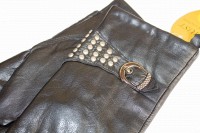 Перчатки женские чёрные кожаные 782s3 L Shust Gloves