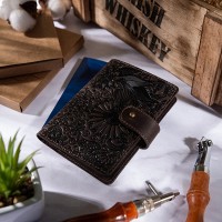 Обложка для паспорта из кожи Hi Art «Mehendi Art» PB-02/1 Shabby Gavana Brown