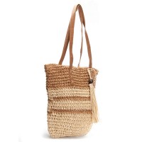 Пляжная плетеная сумка PODIUM 0006 khaki beige
