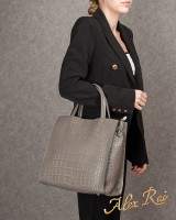 Женская кожаная сумка ALEX RAI 1564 grey croco