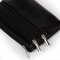 Женская кожаная косметичка-ключница Cosmetic A-00141 black