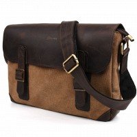 Мужская сумка через плечо из кожи и канваса TARWA RСс-6002-3md