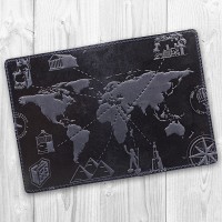 Обложка для паспорта из кожи HiArt PC-02 Shabby Ink 7 wonders of the world