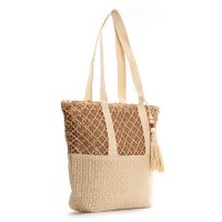 Пляжная плетеная сумка PODIUM 6167 beige