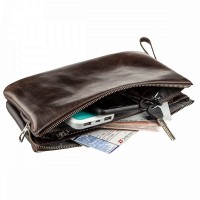 Мужской кожаный тёмно-коричневый клатч GRANDE PELLE 11263