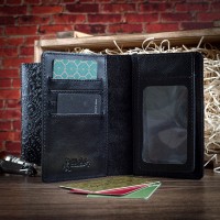 Обложка-органайзер для документов из кожи HiArt PC-03 Mehendi Art черная