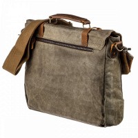 Мужской серый текстильный портфель с кожаными вставками Vintage 20117