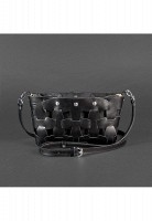 Кожаная плетеная женская сумка BlankNote Пазл S угольно-черная BN-BAG-31-YGOL