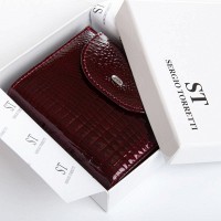 Женский кожаный лаковый кошелек SERGIO TORRETTI FEW44-1 wine red